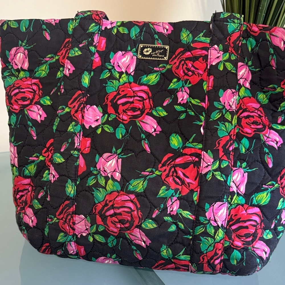 Betsey Johnson Luv Betsey Rose Print Tote Bag | Large Carryall Statement Bag - Picture 3 of 15